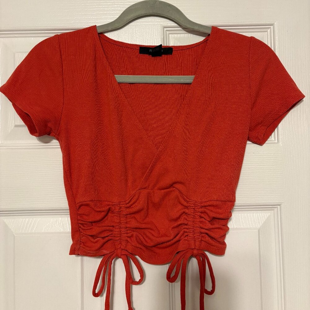 Red wrap crop top